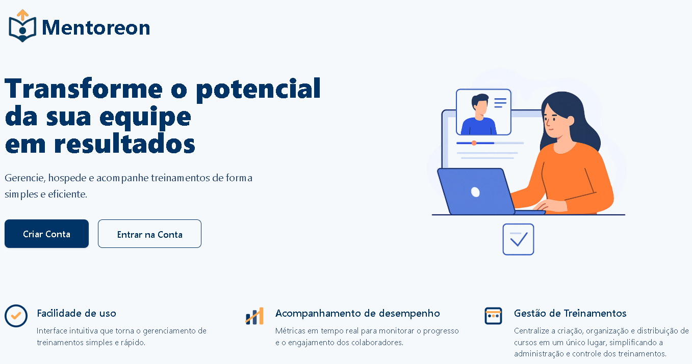 Plataforma Mentoreon — gerencie e acompanhe treinamentos da sua equipe